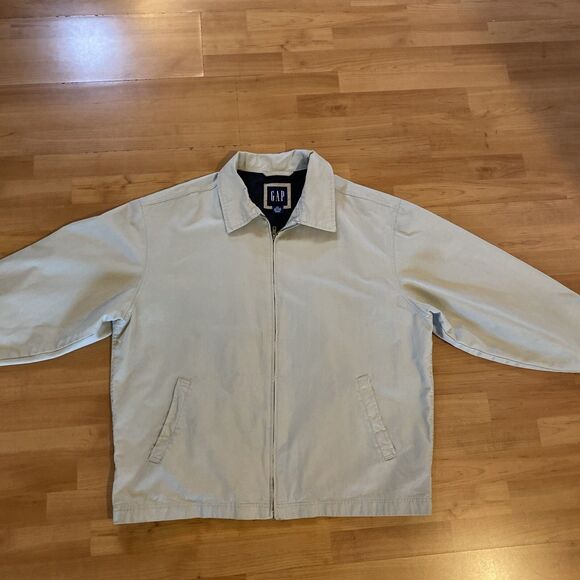 Gap Bomber Jacket Men's 2XL XXL Beige Full Zip Collared‎ y2k 2000s - Picture 5 of 11